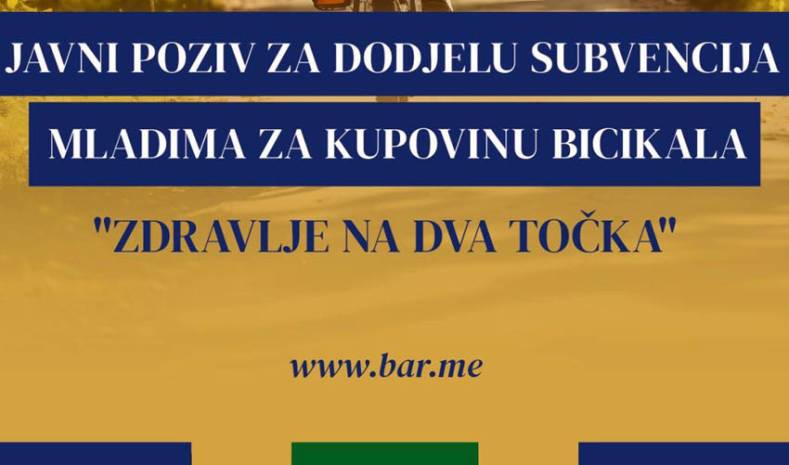 Opština Bar subvencioniše kupovinu bicikala mladima